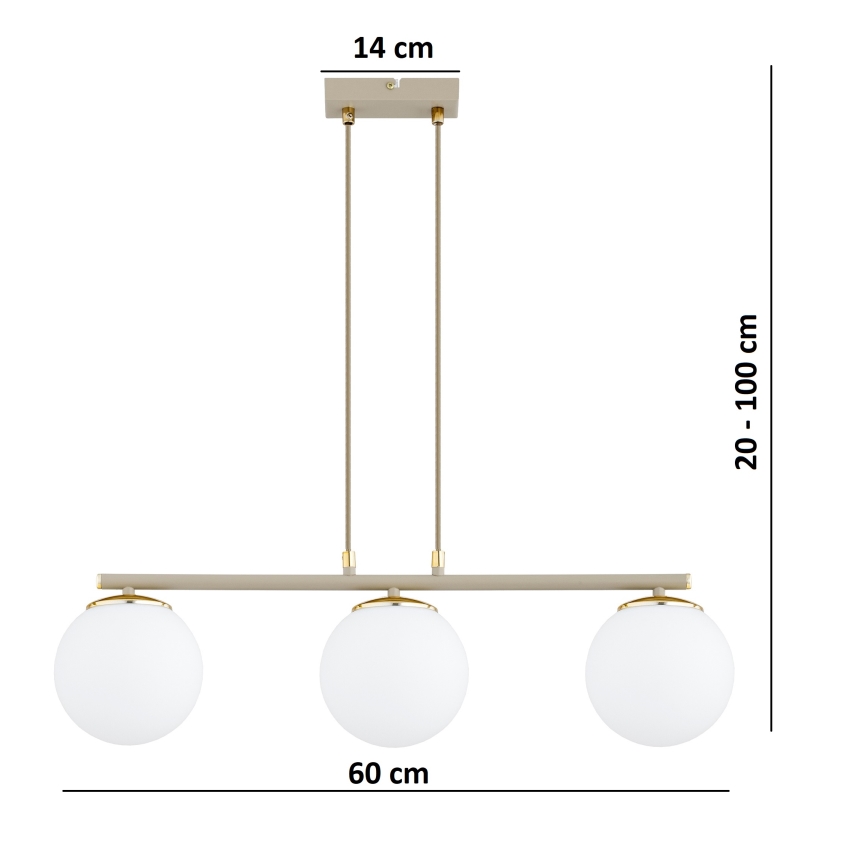 Brilagi - Lampadario a cavo MILO ECRU 3xE27/60W/230V beige/oro