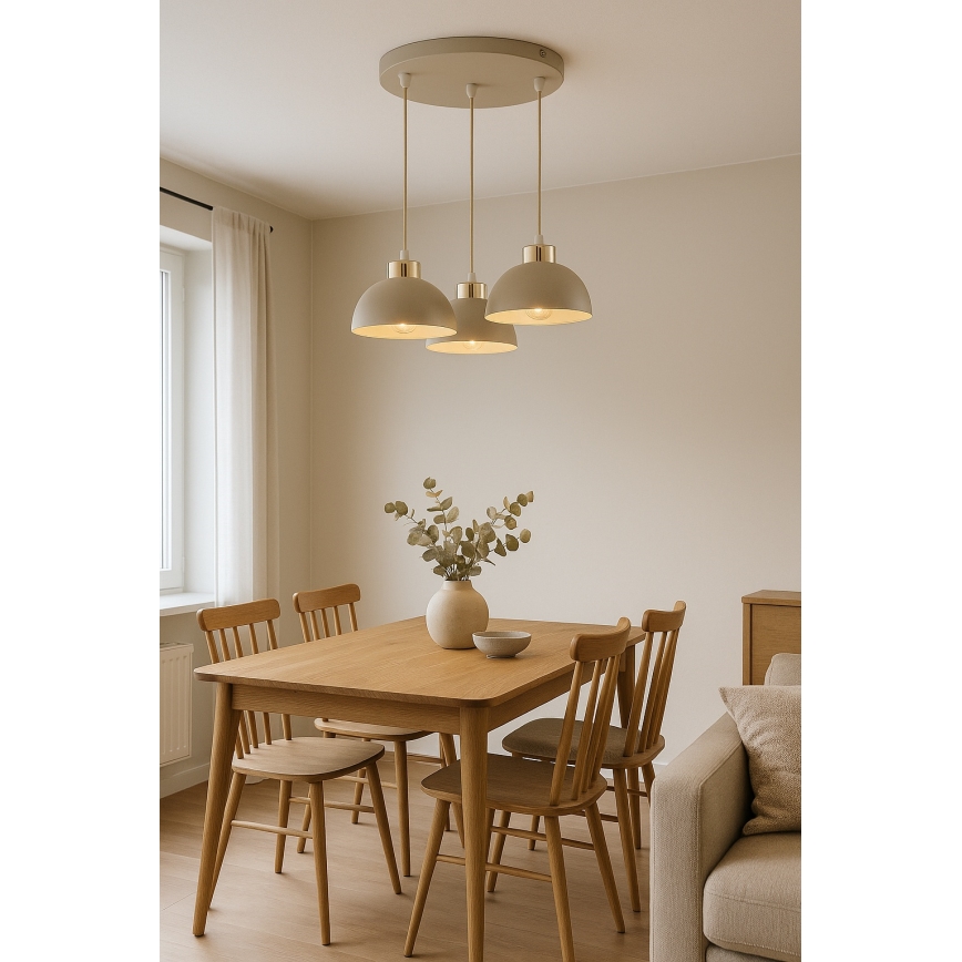 Brilagi - Lampadario a cavo MOON 3xE27/60W/230V beige/oro