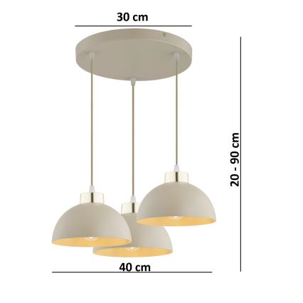 Brilagi - Lampadario a cavo MOON 3xE27/60W/230V beige/oro