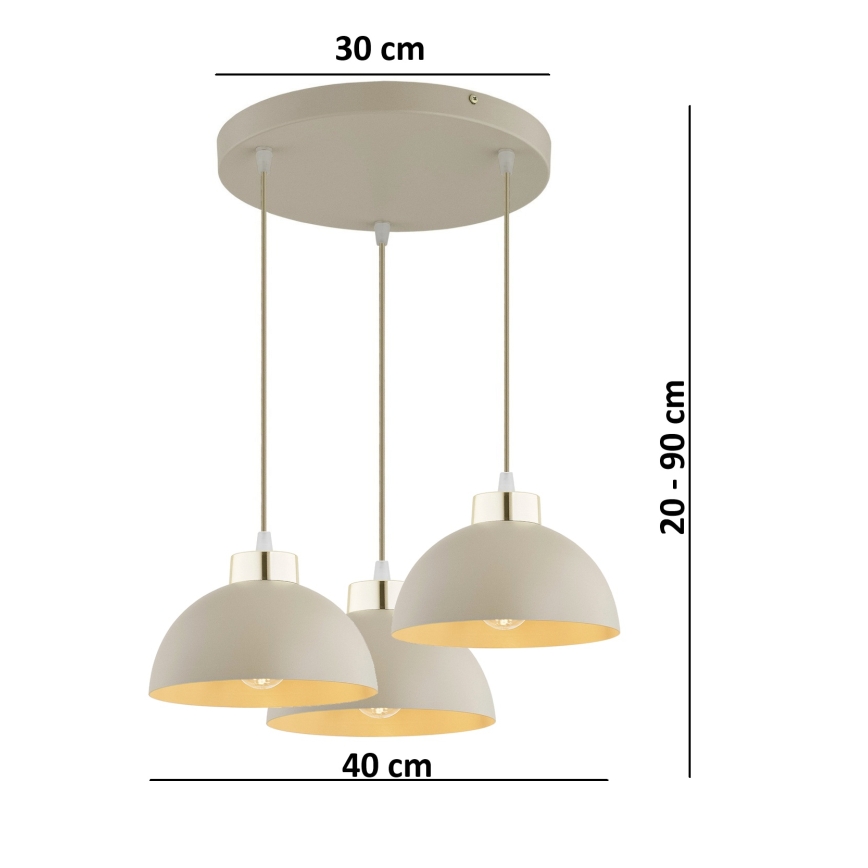 Brilagi - Lampadario a cavo MOON 3xE27/60W/230V beige/oro