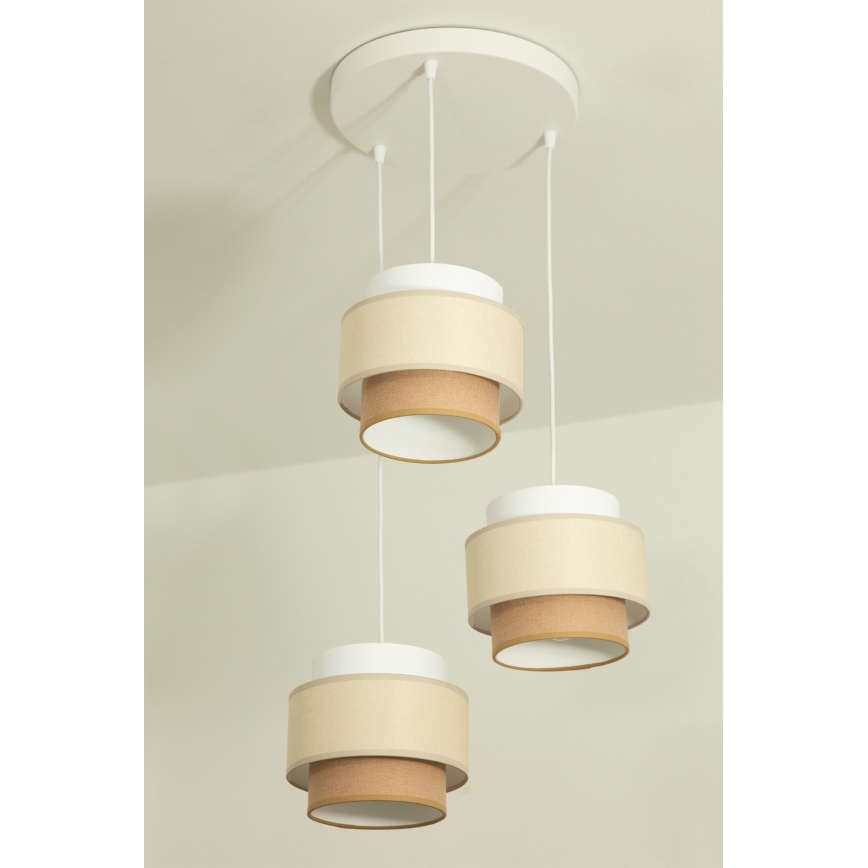 Brilagi - Lampadario a cavo RESNA 3xE27/60W/230V Ø 45 cm crema/beige