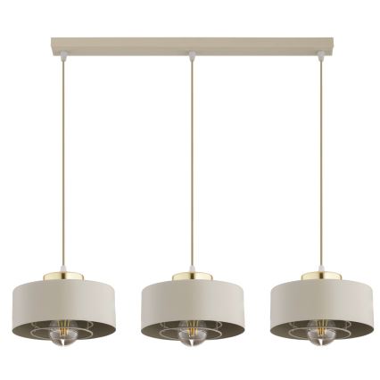 Brilagi - Lampadario a cavo SPRING 3xE27/60W/230V beige/oro