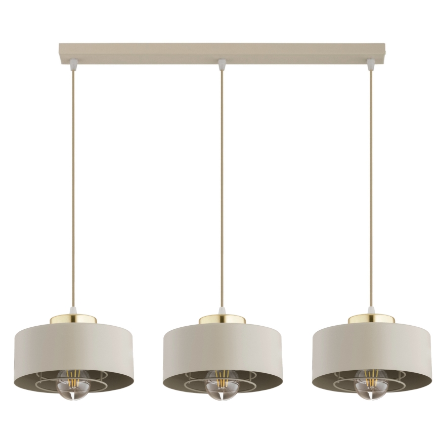 Brilagi - Lampadario a cavo SPRING 3xE27/60W/230V beige/oro