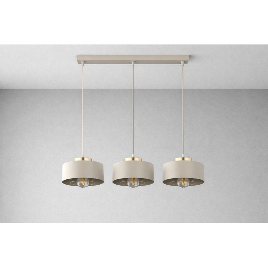 Brilagi - Lampadario a cavo SPRING 3xE27/60W/230V beige/oro