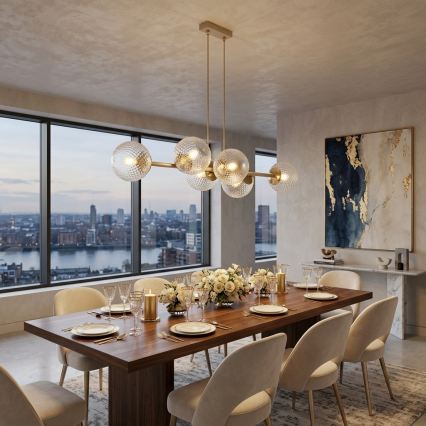 Brilagi - Lampadario a cavo STELLA 6xE27/60W/230V beige/oro
