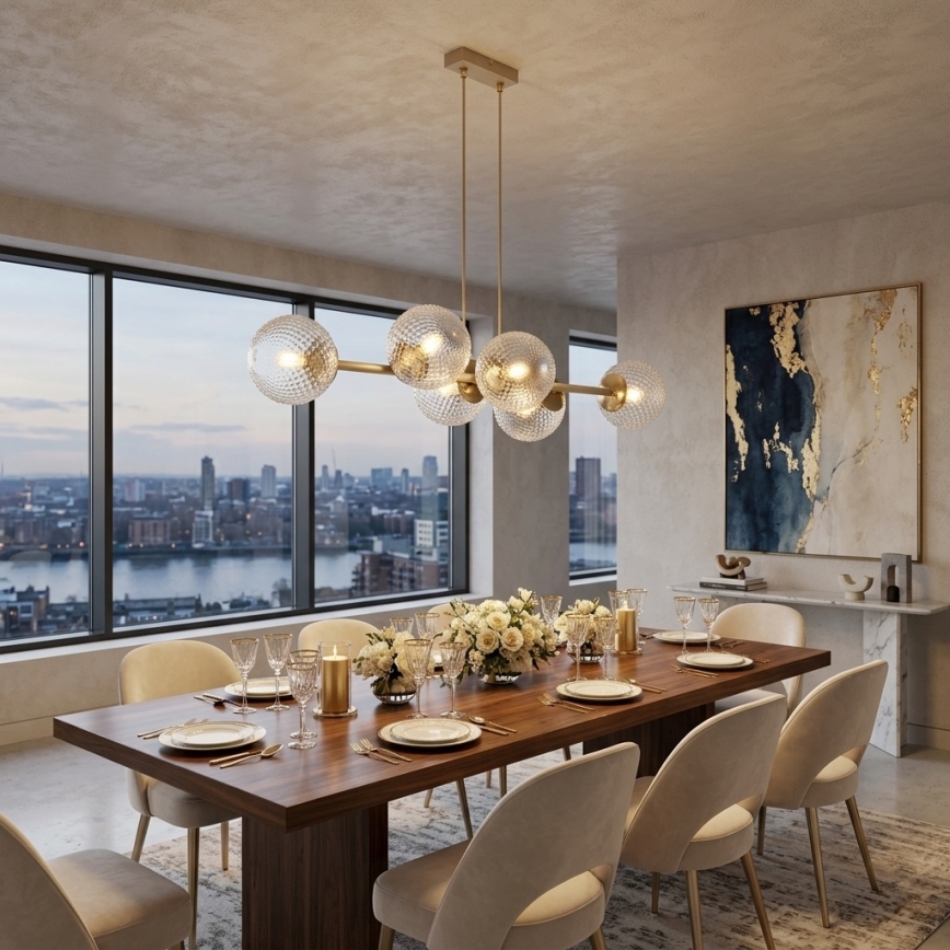 Brilagi - Lampadario a cavo STELLA 6xE27/60W/230V beige/oro