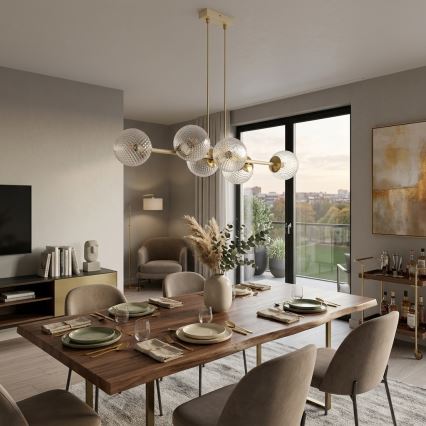 Brilagi - Lampadario a cavo STELLA 6xE27/60W/230V beige/oro