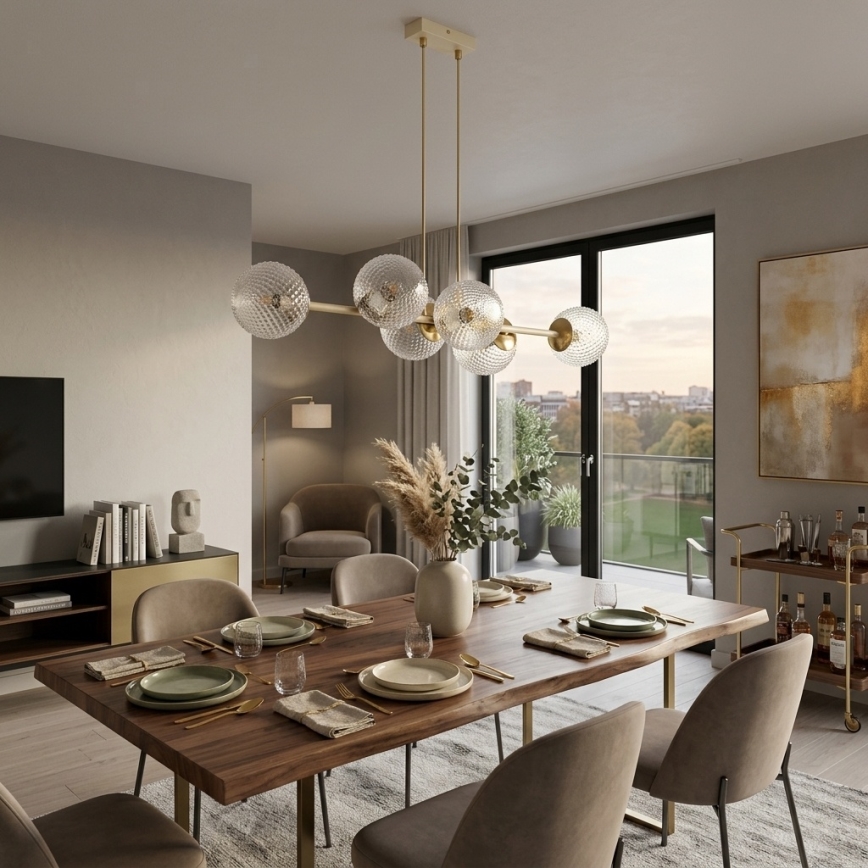 Brilagi - Lampadario a cavo STELLA 6xE27/60W/230V beige/oro