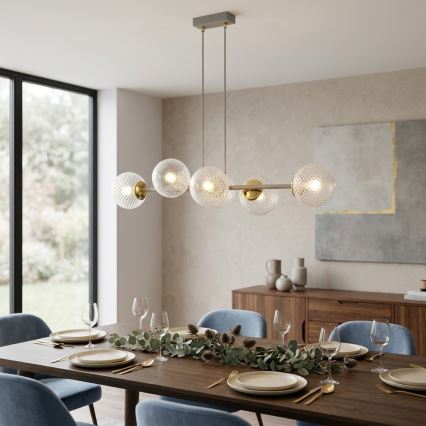 Brilagi - Lampadario a cavo STELLA 6xE27/60W/230V beige/oro