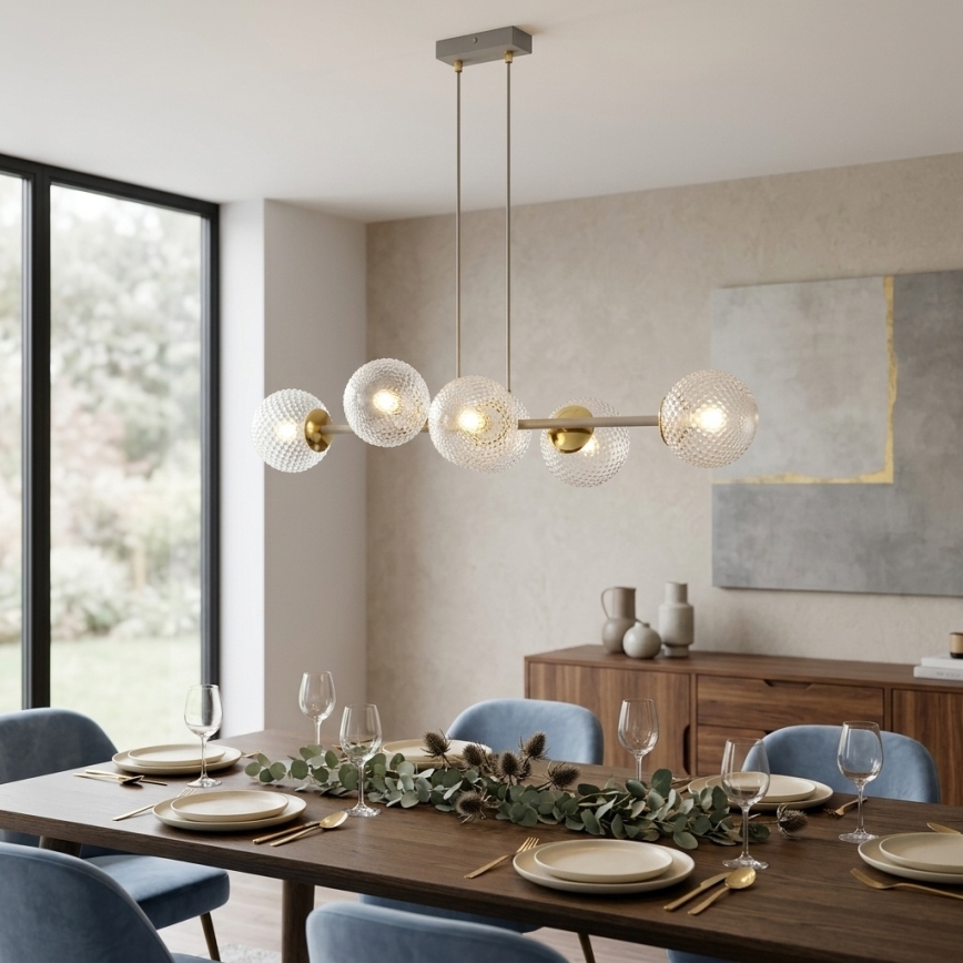 Brilagi - Lampadario a cavo STELLA 6xE27/60W/230V beige/oro
