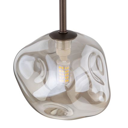 Brilagi - Lampadario a cavo VULCANO 1xG9/8W/230V marrone/beige fumé