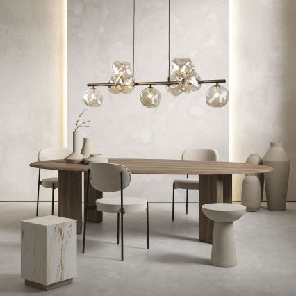 Brilagi - Lampadario a cavo VULCANO 9xG9/8W/230V marrone/beige fumé