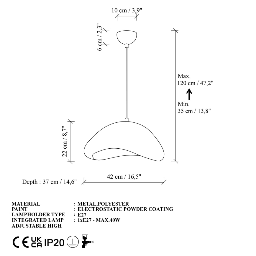 Brilagi - Lampadario a cavo WABI SABI 1xE27/40W/230V Ø 42 cm bianco