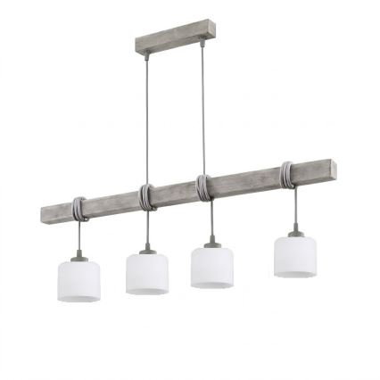 BRILAGI - Lampadario a cavo WOOD GLASS 4xE27/60W/230V pino/grigio/bianco