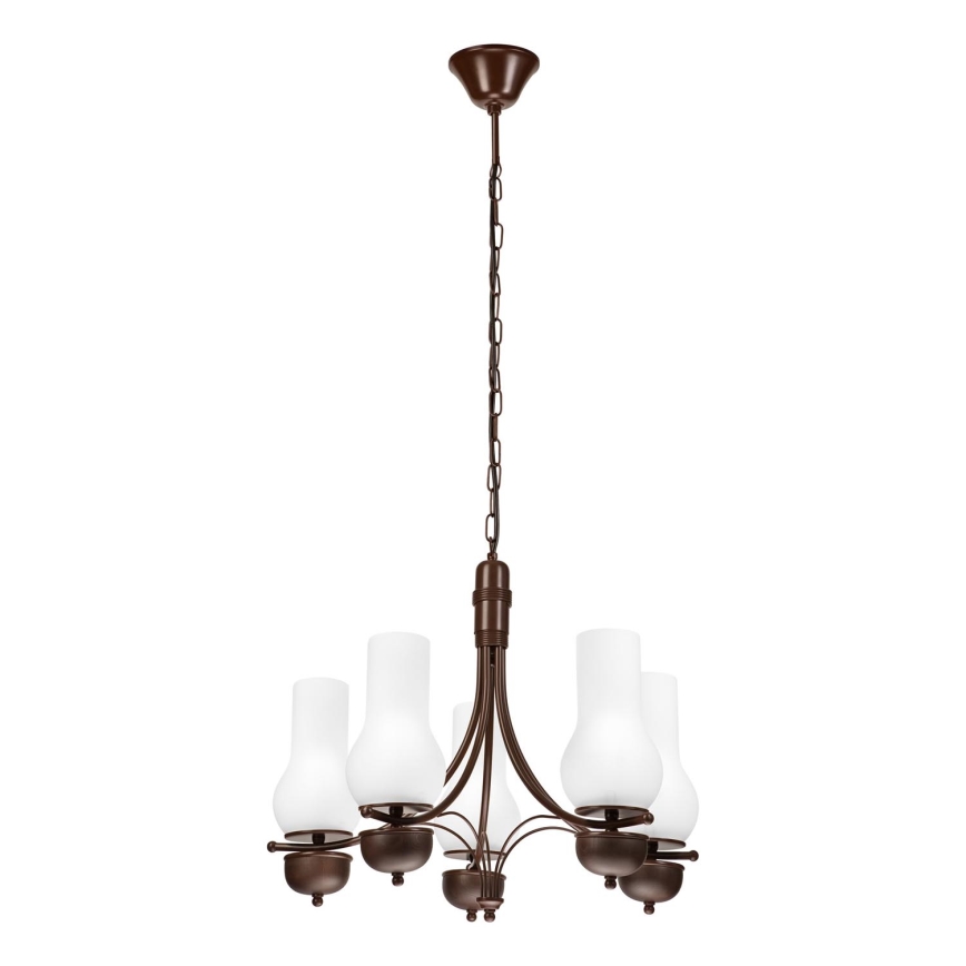 Brilagi - Lampadario a LED a catena COTTAGE 5xE14/40W/230V rovere/bianco