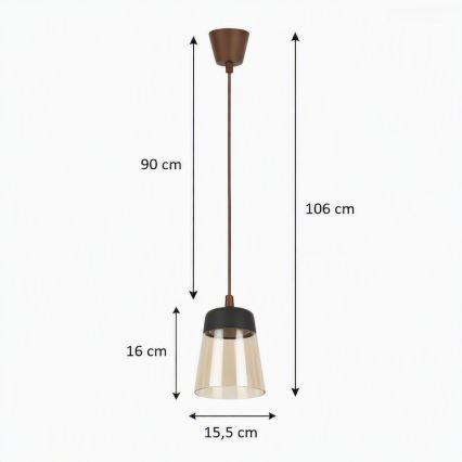 Brilagi - Lampadario LED a cavo RETRO GLASS 1xE27/60W/230V Ø 15,5 cm marrone/fumé/beige/nero