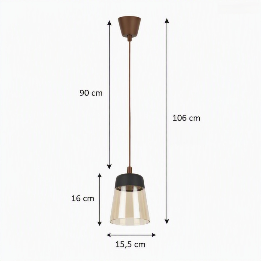 Brilagi - Lampadario LED a cavo RETRO GLASS 1xE27/60W/230V Ø 15,5 cm marrone/fumé/beige/nero