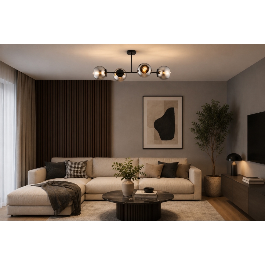 BRILAGI - Lampadario a montaggio superficiale DIOR 4xE27/60W/230V nero/grigio fumé