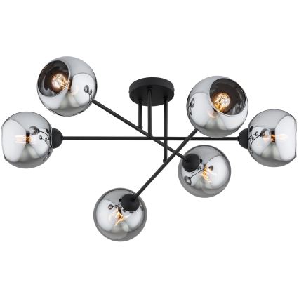 Brilagi - Lampadario a montaggio superficiale DIOR 6xE27/60W/230V nero/grigio fumé