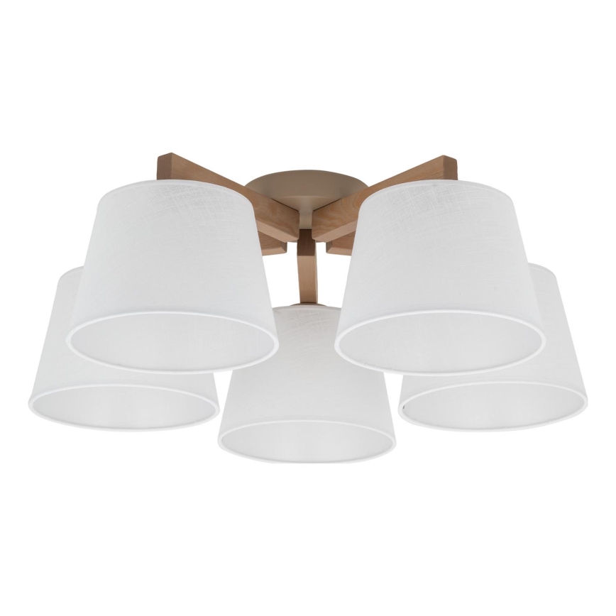 Brilagi - Lampadario a montaggio superficiale LATTE SABIA 5xE27/15W/230V pino/bianco