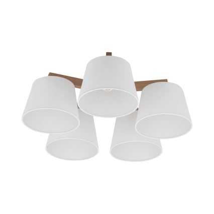 Brilagi - Lampadario a montaggio superficiale LATTE SABIA 5xE27/15W/230V pino/bianco
