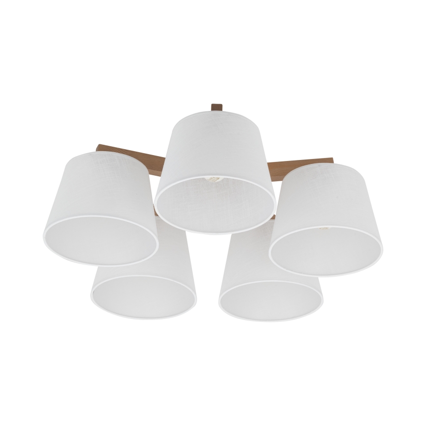Brilagi - Lampadario a montaggio superficiale LATTE SABIA 5xE27/15W/230V pino/bianco