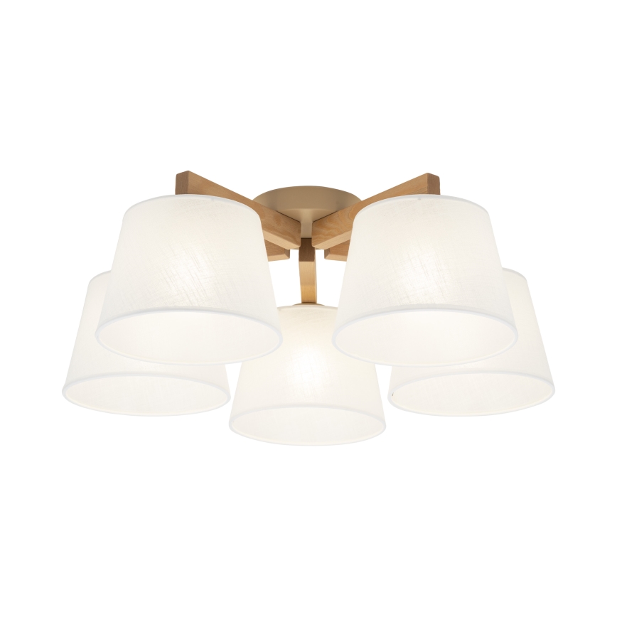 Brilagi - Lampadario a montaggio superficiale LATTE SABIA 5xE27/15W/230V pino/bianco