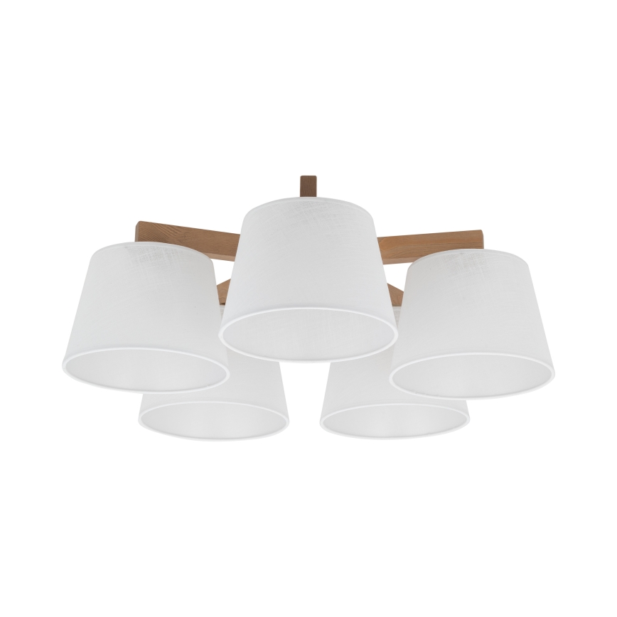 Brilagi - Lampadario a montaggio superficiale LATTE SABIA 5xE27/15W/230V pino/bianco