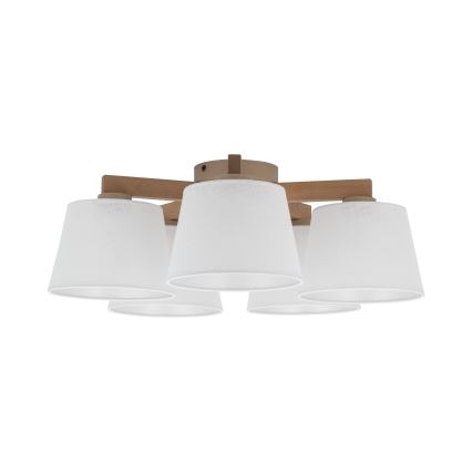 Brilagi - Lampadario a montaggio superficiale LATTE SABIA 5xE27/15W/230V pino/bianco