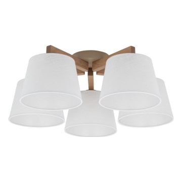 Brilagi - Lampadario a montaggio superficiale LATTE SABIA 5xE27/60W/230V pino/bianco
