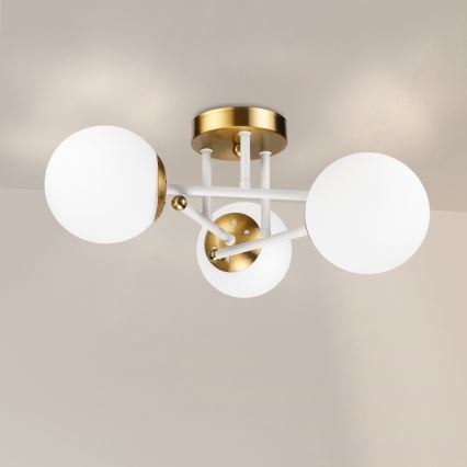 Brilagi - Lampadario a montaggio superficiale MALIVA 3xE14/15W/230V dorato/bianco