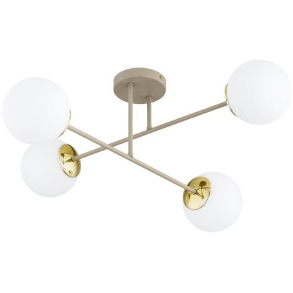 Brilagi - Lampadario a montaggio superficiale MILO ECRU 4xE27/60W/230V beige/oro