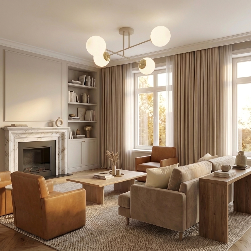 Brilagi - Lampadario a montaggio superficiale MILO ECRU 4xE27/60W/230V beige/oro