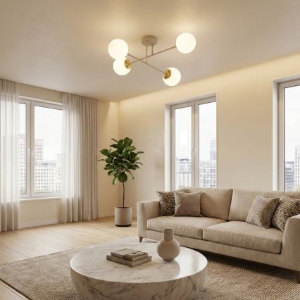 Brilagi - Lampadario a montaggio superficiale MILO ECRU 4xE27/60W/230V beige/oro