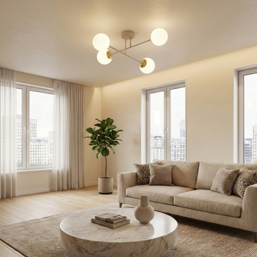Brilagi - Lampadario a montaggio superficiale MILO ECRU 4xE27/60W/230V beige/oro