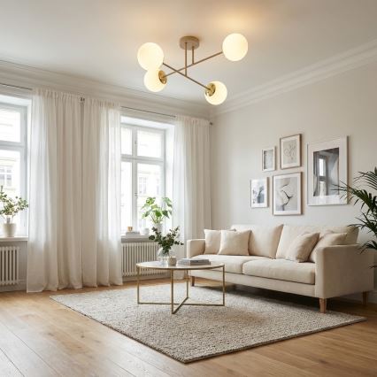 Brilagi - Lampadario a montaggio superficiale MILO ECRU 4xE27/60W/230V beige/oro