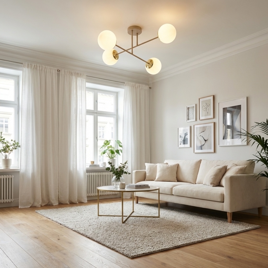 Brilagi - Lampadario a montaggio superficiale MILO ECRU 4xE27/60W/230V beige/oro