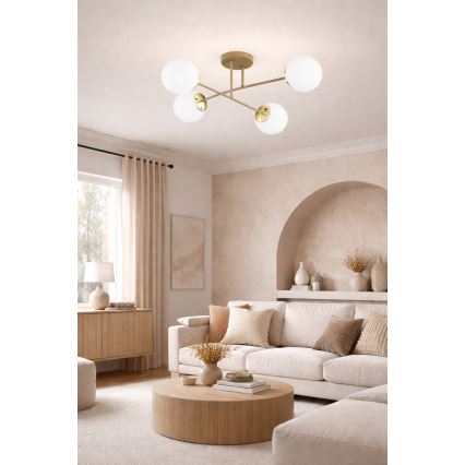 Brilagi - Lampadario a montaggio superficiale MILO ECRU 4xE27/60W/230V beige/oro