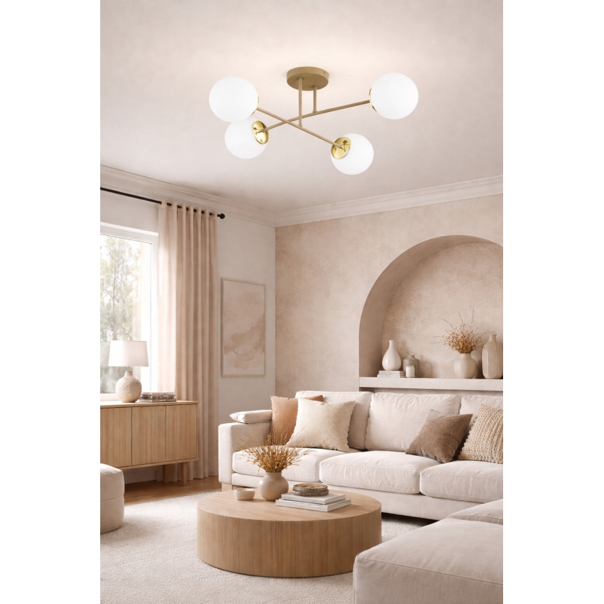 Brilagi - Lampadario a montaggio superficiale MILO ECRU 4xE27/60W/230V beige/oro