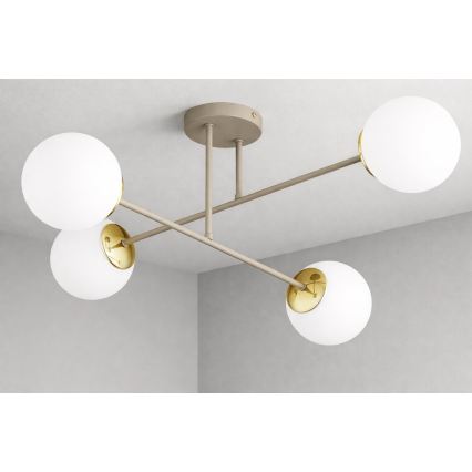 Brilagi - Lampadario a montaggio superficiale MILO ECRU 4xE27/60W/230V beige/oro