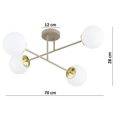 Brilagi - Lampadario a montaggio superficiale MILO ECRU 4xE27/60W/230V beige/oro