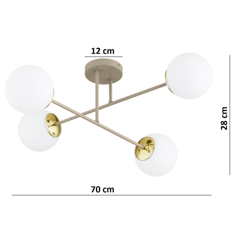 Brilagi - Lampadario a montaggio superficiale MILO ECRU 4xE27/60W/230V beige/oro