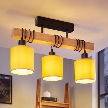 Brilagi - Lampadario a montaggio superficiale NUBILA 3xE27/60W/230V pino/giallo