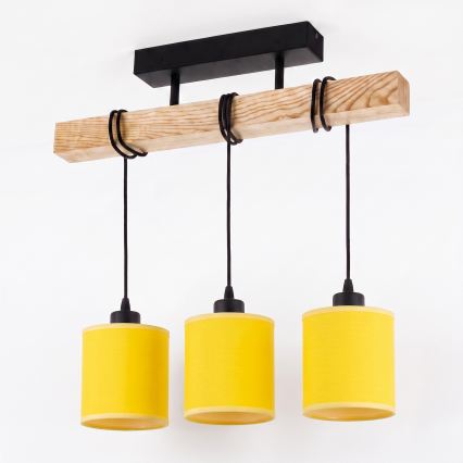 Brilagi - Lampadario a montaggio superficiale NUBILA 3xE27/60W/230V pino/giallo