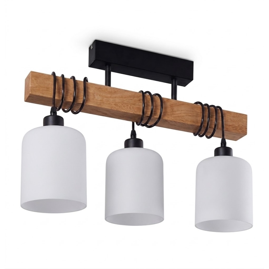 Brilagi - Lampadario a montaggio superficiale WOOD GLASS 3xE27/60W/230V pino/nero/bianco