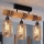 Brilagi - Lampadario a montaggio superficiale WOOD GLASS 3xE27/60W/230V pino/nero/marrone fumé