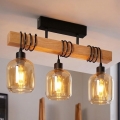 Brilagi - Lampadario a montaggio superficiale WOOD GLASS 3xE27/60W/230V pino/nero/marrone fumé