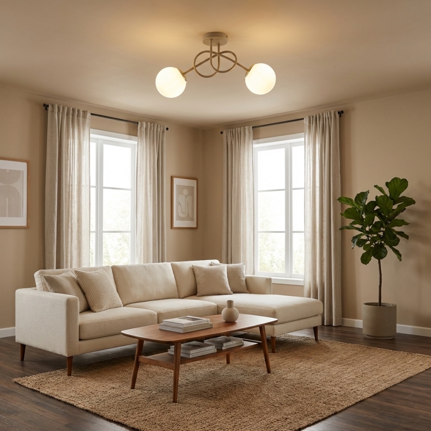 Brilagi - Lampadario a plafone 2xE27/60W/230V beige/oro