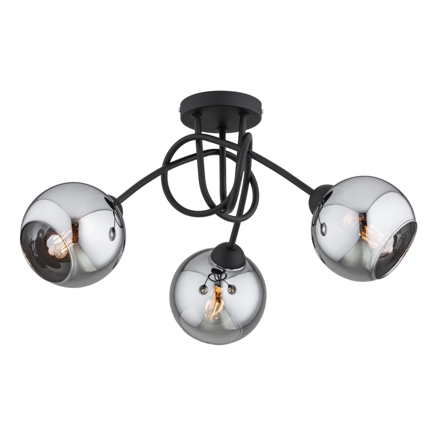 Brilagi - Lampadario a plafone 3xE27/60W/230V nero/grigio fumé