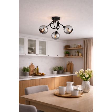 Brilagi - Lampadario a plafone 3xE27/60W/230V nero/grigio fumé